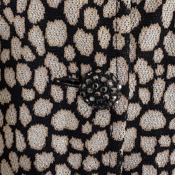 NWT St John Knit Shimmery Gold Animal Print Dress Rhinestone Buttons 4 New $1495 - Picture 3 of 7